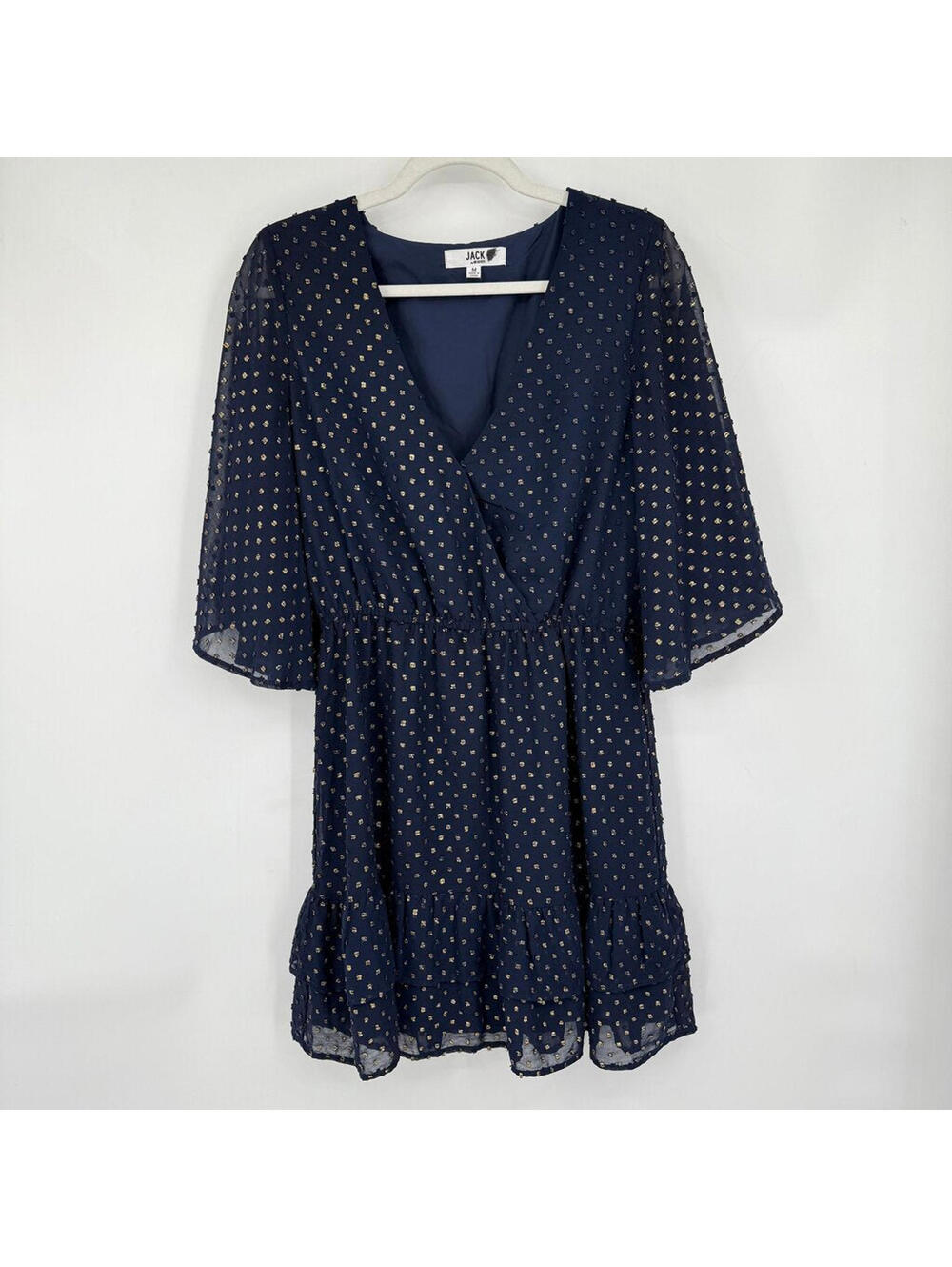 Women's Jack by BB Dakota Gold Swiss Dot Midnight Blue Mini Dress Medium